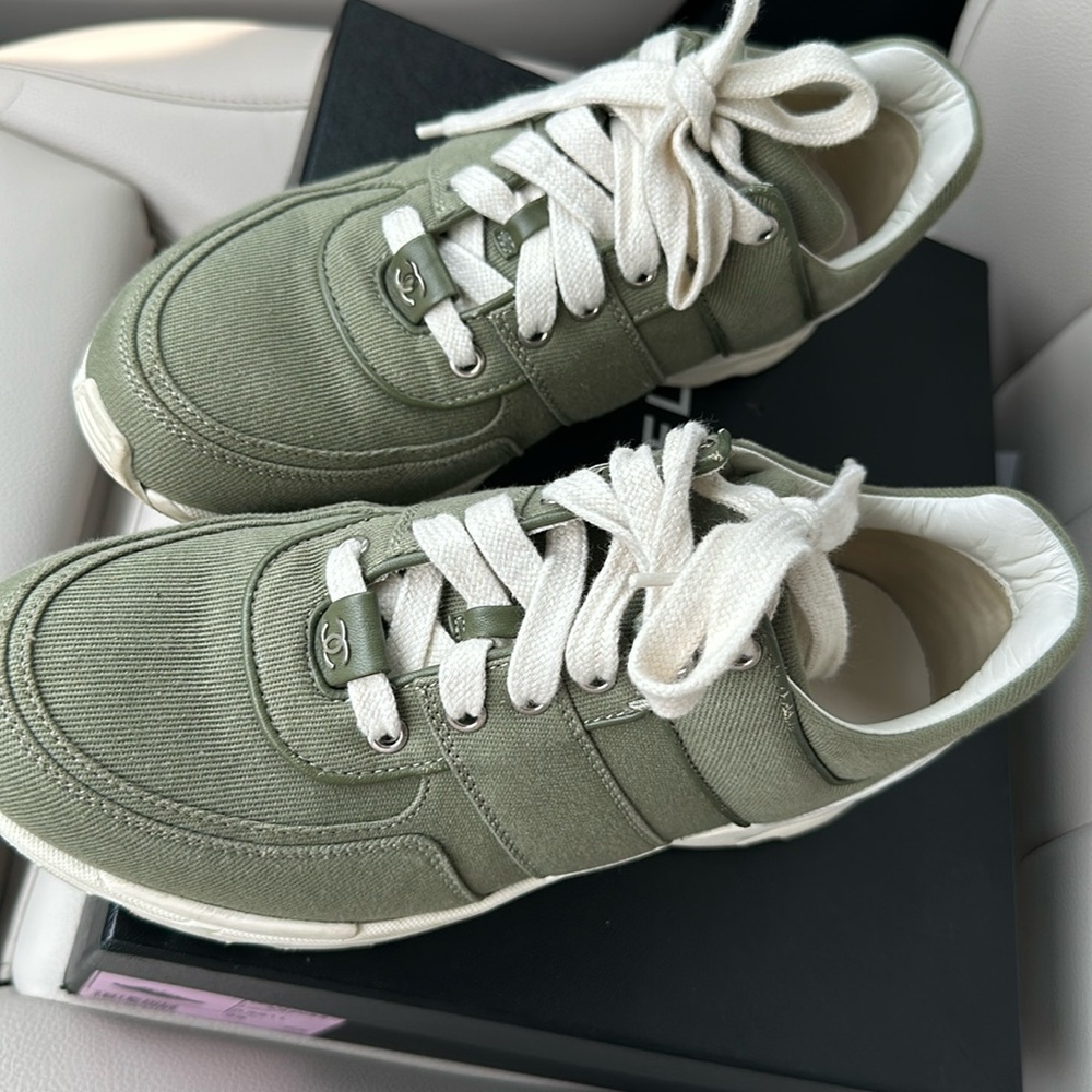 Authentic Chanel Olive Sneakers
